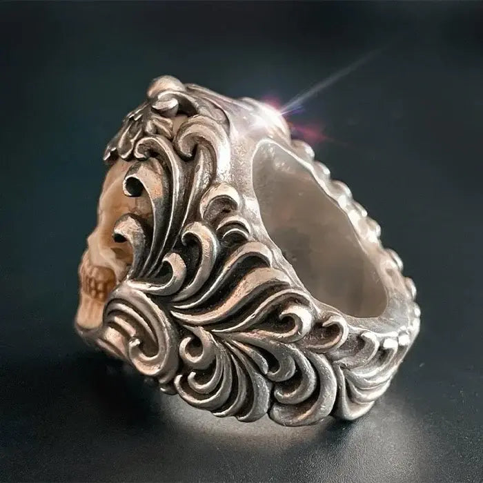 50% RABATT | Vintage Polnisch Floral Rüstung Geweih Schädel Ring
