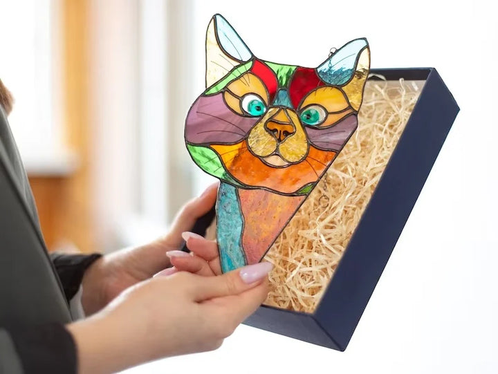 50% RABATT | Handgemachte Stain Katze Suncatcher für Fenster