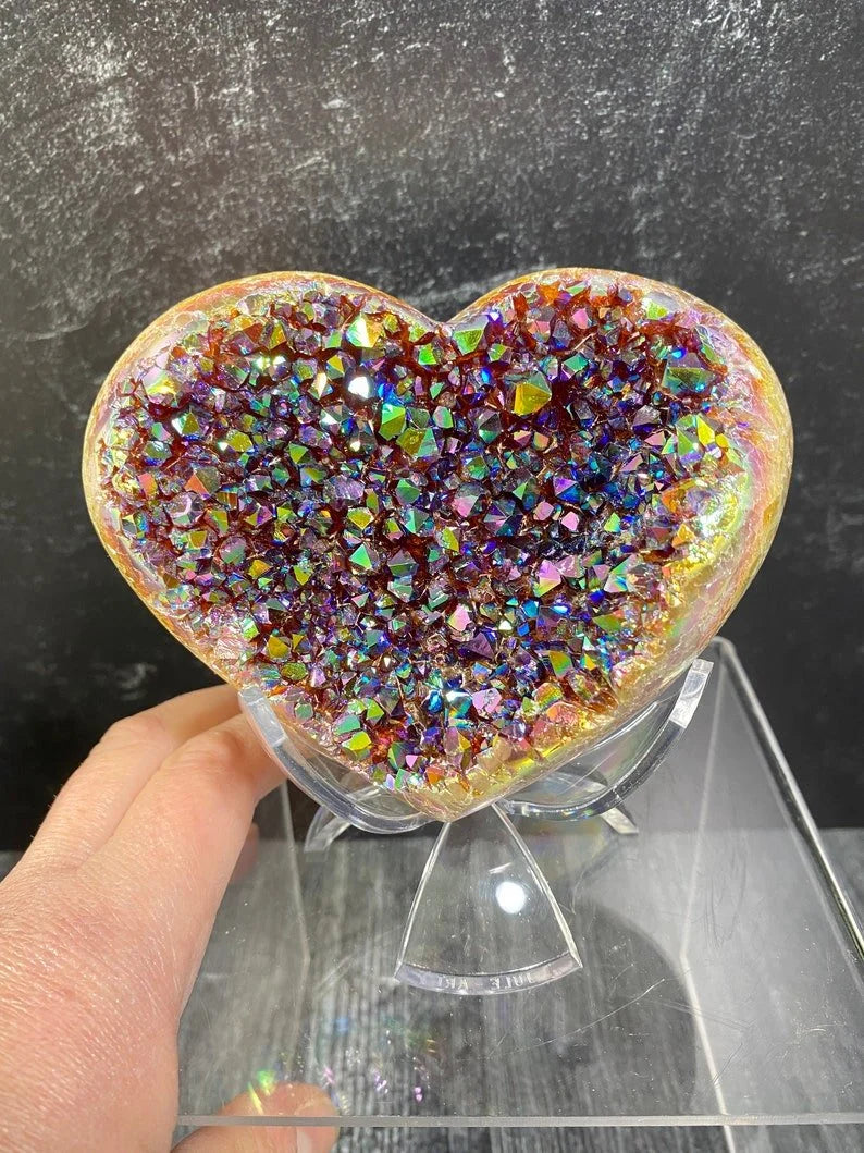 50% RABATT | Engel Aura Herz geformt Regenbogen Kristall Cluster