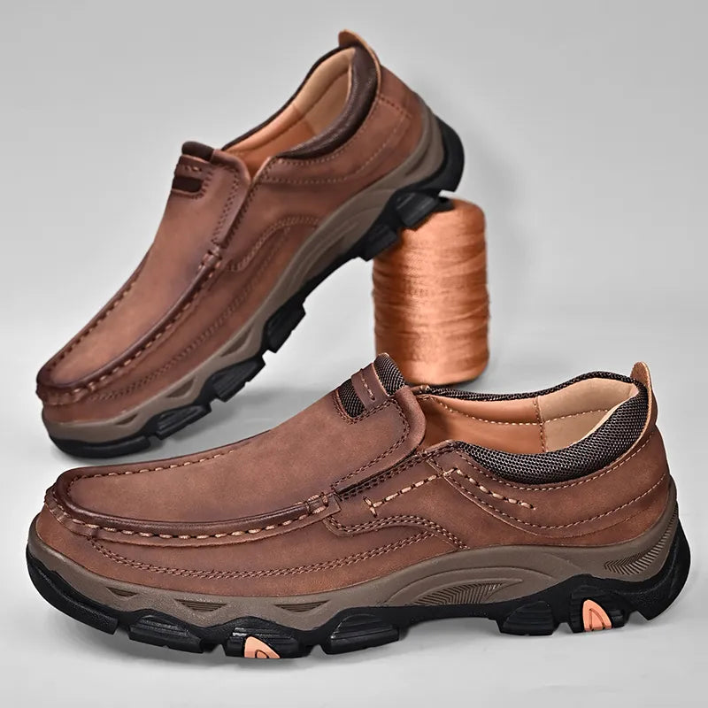 50% RABATT | Orthopädische Herren Walking Schuhe Echtes Leder Slip On Loafers