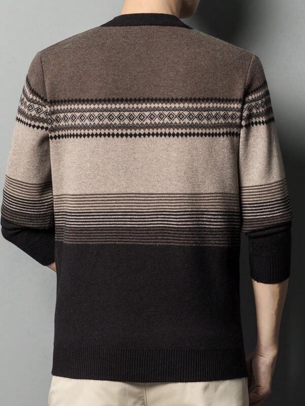 SIGIMAR | Men Striped Pattern Sweater